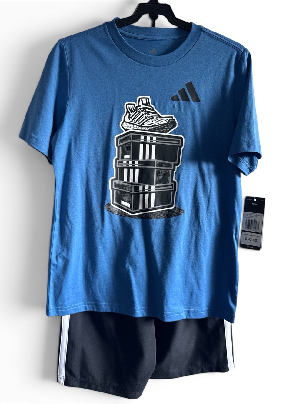 adidas Blue Short Sleeve Tee and Shorts Boys 10/12
